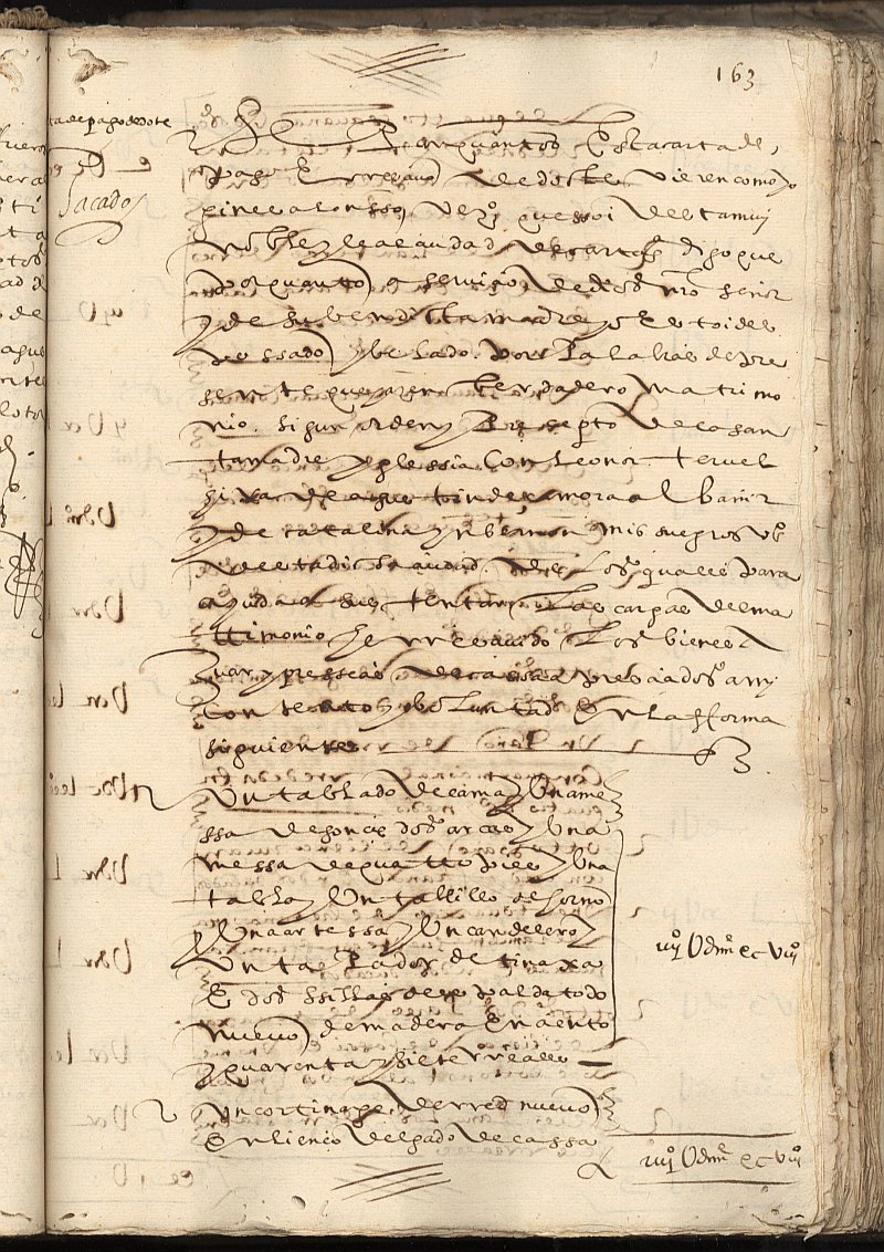 Carta de pago de dote de Leonor Teruel, mujer de Ginés Alonso e hija de Agustín de Zamora, albañil, y Catalina Imbernón, vecinos de Cartagena.